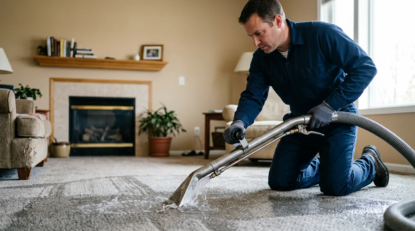 Water damage restoration technician working near Dawson, IA